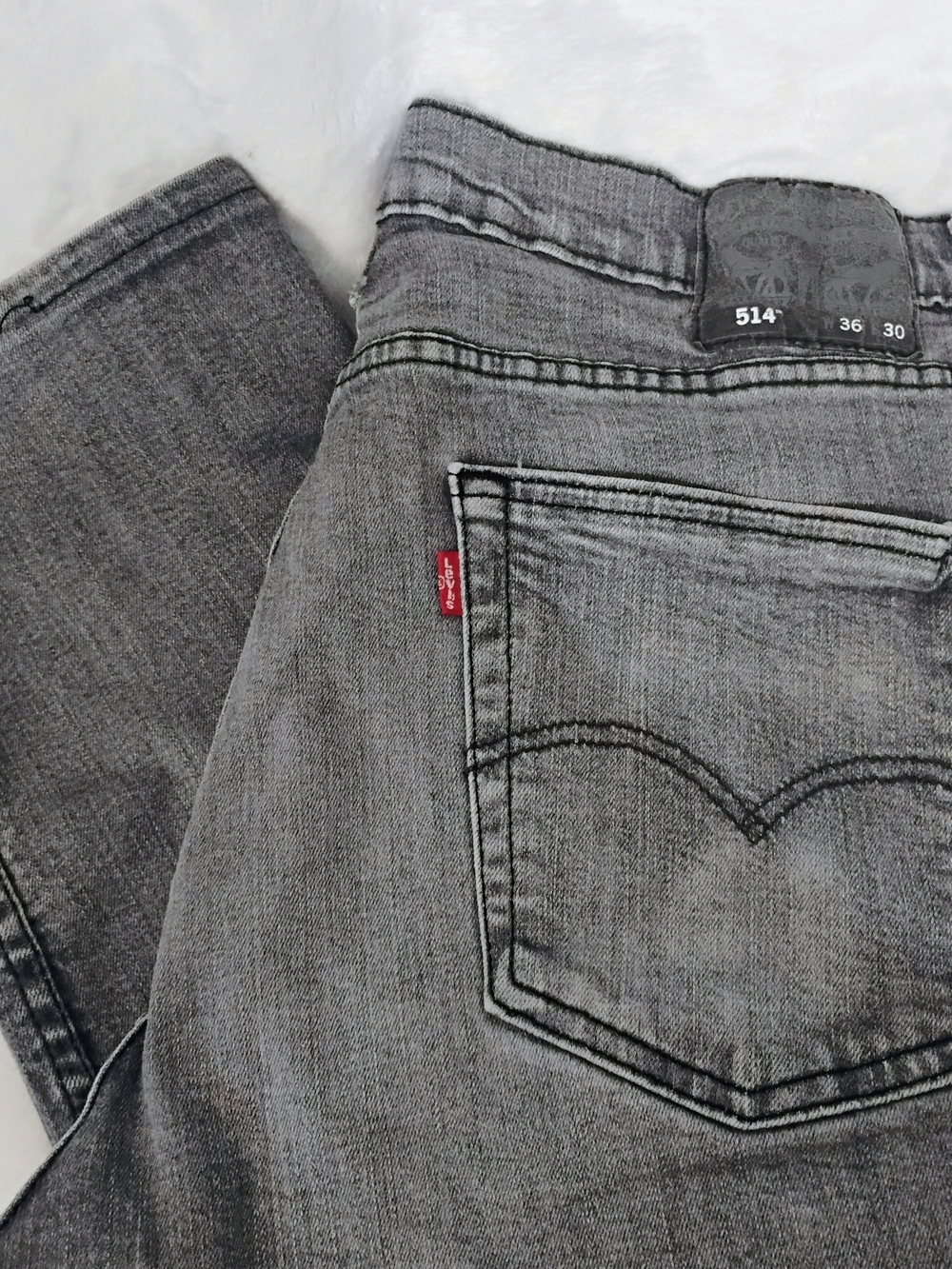 Levi’s 514 Mens 36x30 (34x27) Gray Black Jeans Stretch Comfort Straight Leg T